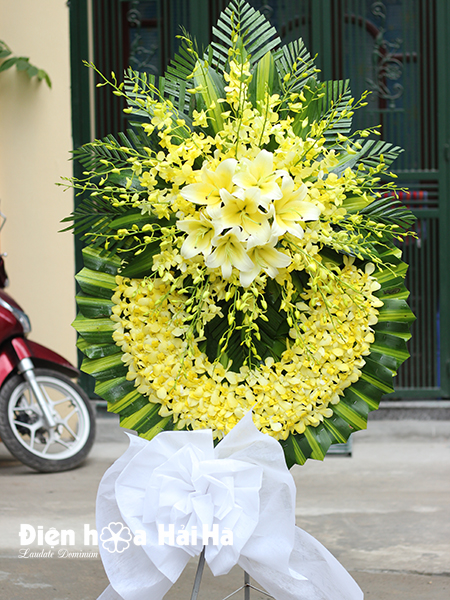 Đặt vòng hoa viếng đám tang tại Nhà tang lễ bv 198, giá 850,000 vnd