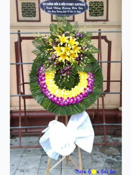 Đặt vòng hoa đám tang hoa lan tím lan vàng tại Hà Nội