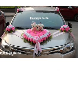 Bán hoa giả trang trí xe cưới hồng phấn giá rẻ mã XHG-058 đi cao tốc (1)