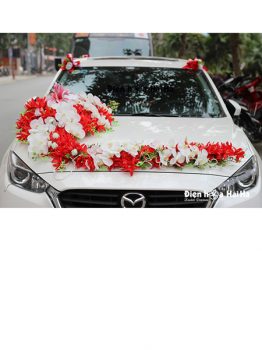 Bán hoa giả trang trí xe hoa sao biển đỏ hồ điệp thiết kế mới (1)