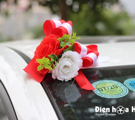 Bán hoa giả trang trí xe hoa sao biển đỏ hồ điệp thiết kế mới (5)