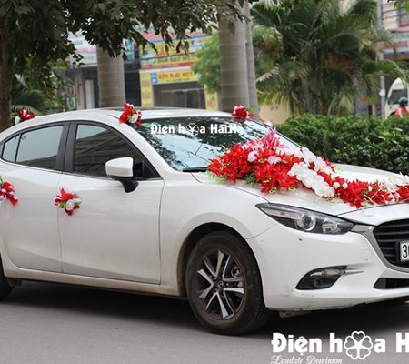 Bán hoa giả trang trí xe hoa sao biển đỏ hồ điệp thiết kế mới (7)