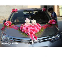 Bán hoa giả trang trí xe hoa trái tim sen phấn giá rẻ XHG-055 đi cao tốc (1)