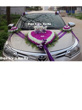 Bán hoa giả trang trí xe hoa tường vi tím giá rẻ mã XHG-070 đi cao tốc (1)