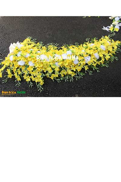 Bộ hoa giả trang trí xe cưới lan vàng giá rẻ mã XHG-100 hiện đại (1)