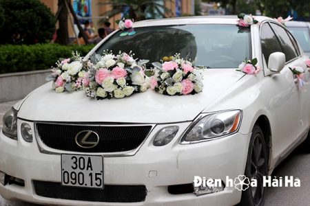 Bộ hoa xe cưới bằng lụa cụm hồng thiết kế đẹp nhất mã XHG-083 (3)