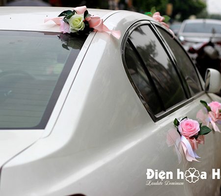 Bộ hoa xe cưới bằng lụa cụm hồng thiết kế đẹp nhất mã XHG-083 (5)
