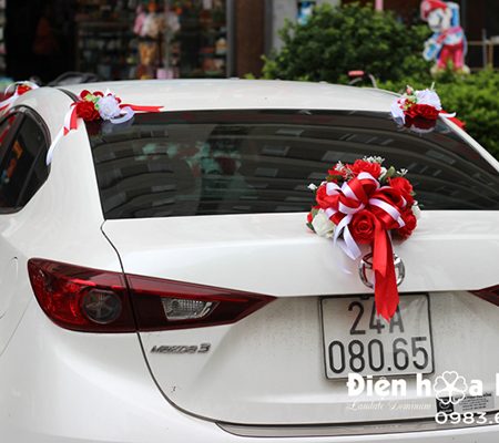 Hoa lụa trang trí xe cưới xe cô dâu hồng đỏ trắng mã XHG-093 mẫu mới