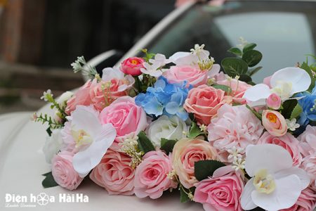 Hoa lụa kết xe cưới cao cấp thiết kế mới mã XHG-063 bền đẹp sang trọng (7)