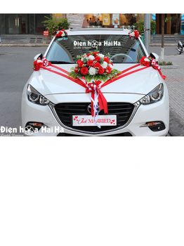 Hoa lụa kết xe cưới hồng đỏ phiên bản mới mã XHG-127 giá rẻ sang trọng (1)