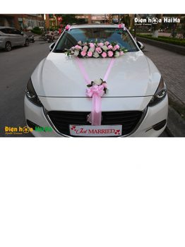 Hoa lụa kết xe cưới màu hồng hiện đại mã XHG-106 giá rẻ sang trọng (1)