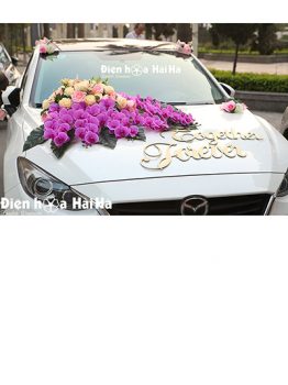 Hoa lụa trang trí xe cưới hồ điệp tím phú quý mã XHG-129 sang trọng (1)