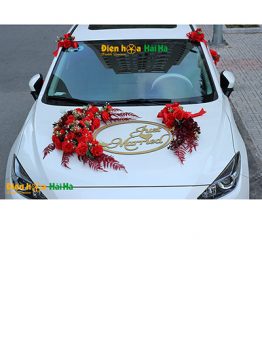 Hoa lụa trang trí xe cưới mẫu ovan đỏ mới hiện đại mã XHG-117 hot (1)