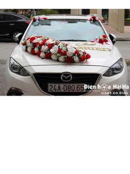 Hoa lụa trang trí xe cưới xe cô dâu hồng đỏ trắng mã XHG-093 mẫu mới (1)