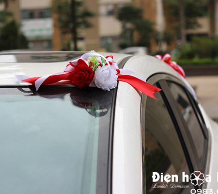 Hoa lụa trang trí xe cưới xe cô dâu hồng đỏ trắng mã XHG-093 mẫu mới (7)