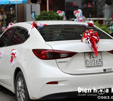 Hoa lụa trang trí xe cưới xe cô dâu hồng đỏ trắng mã XHG-093 mẫu mới (8)