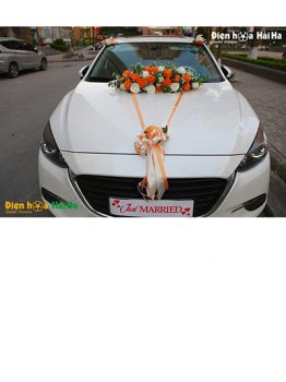 Hoa xe cưới bằng lụa hồng cam hiện đại mẫu mới mã XHG-107 giá rẻ (1)