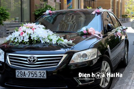Hoa xe cưới bằng lụa lan dải thiết kế sang trọng mã XHG-080 giá rẻ (4)