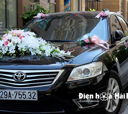 Hoa xe cưới bằng lụa lan dải thiết kế sang trọng mã XHG-080 giá rẻ (4)