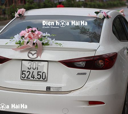 Hoa xe cưới bằng lụa lan trắng hồng phấn hiện đại mã XHG-072 giá rẻ (8)