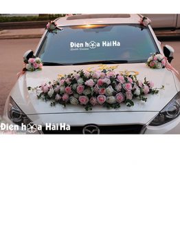 Hoa xe cưới bằng lụa thiết kế giọt nước độc đáo mã XHG-122 sang trọng (1)