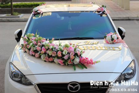 Hoa xe cưới bằng lụa xe cô dâu thanh lịch XHG-092 sang trọng độc đáo (1)