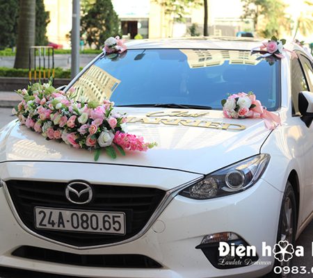 Hoa xe cưới bằng lụa xe cô dâu thanh lịch XHG-092 sang trọng độc đáo (2)