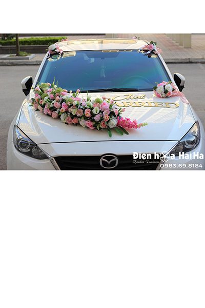 Hoa xe cưới bằng lụa xe cô dâu thanh lịch XHG-092 sang trọng độc đáo