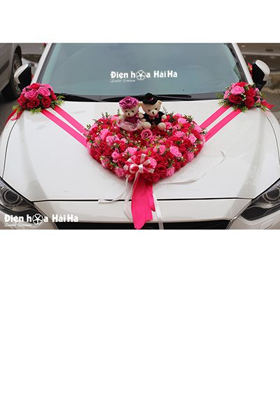 Mua hoa giả trang trí xe hoa trái tim hiện đại mã XHG-043