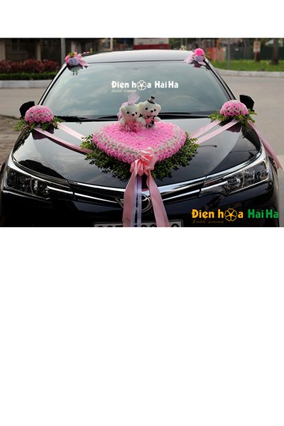 Mua hoa giả trang trí xe cưới hồng tường vi song hỷ XHG-062 đi cao tốc (1)