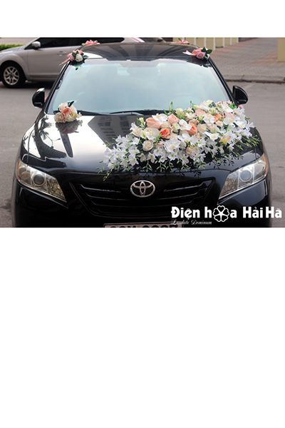 Mẫu xe hoa cưới bằng lụa hoa lan hồ điệp hiện đại mã XHG-082 giá rẻ (1)
