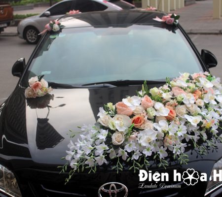 Mẫu xe hoa cưới bằng lụa hoa lan hồ điệp hiện đại mã XHG-082 giá rẻ (12)