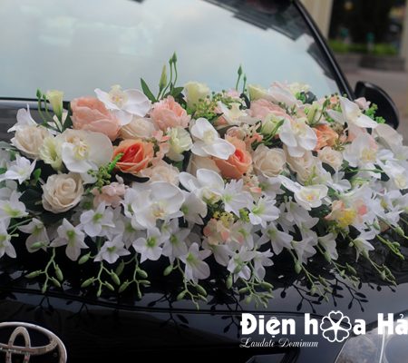 Mẫu xe hoa cưới bằng lụa hoa lan hồ điệp hiện đại mã XHG-082 giá rẻ (4)