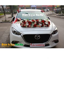 Mẫu xe hoa cưới bằng lụa hồng cam đỏ rực rỡ mã XHG-096 sang trọng (1)