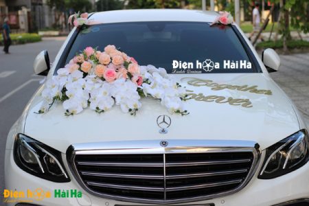Trang trí xe cưới bằng hoa lụa hồ điệp thanh lịch mã XHG-098 sang trọng (2)