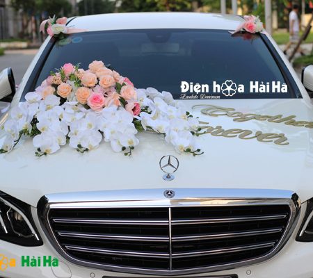 Trang trí xe cưới bằng hoa lụa hồ điệp thanh lịch mã XHG-098 sang trọng (2)