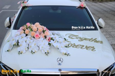 Trang trí xe cưới bằng hoa lụa hồ điệp thanh lịch mã XHG-098 sang trọng (3)