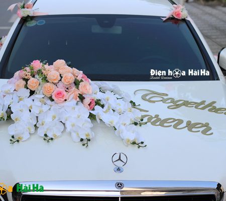 Trang trí xe cưới bằng hoa lụa hồ điệp thanh lịch mã XHG-098 sang trọng (3)
