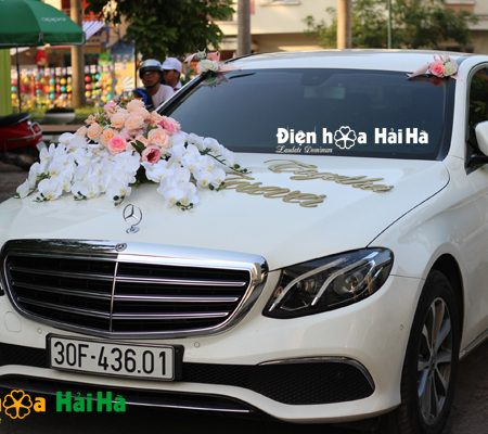 Trang trí xe cưới bằng hoa lụa hồ điệp thanh lịch mã XHG-098 sang trọng (6)