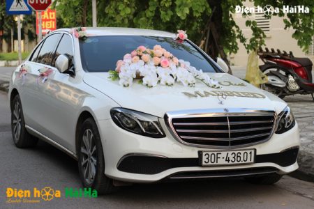 Trang trí xe cưới bằng hoa lụa hồ điệp thanh lịch mã XHG-098 sang trọng (7)