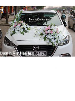 Trang trí xe cưới bằng hoa lụa song lan thiết kế mới mã XHG-133 giá rẻ (1)