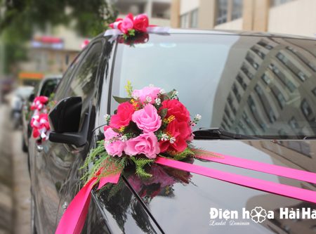 hoa giả trang trí xe cưới giá rẻ trái tim hồng phấn (4)