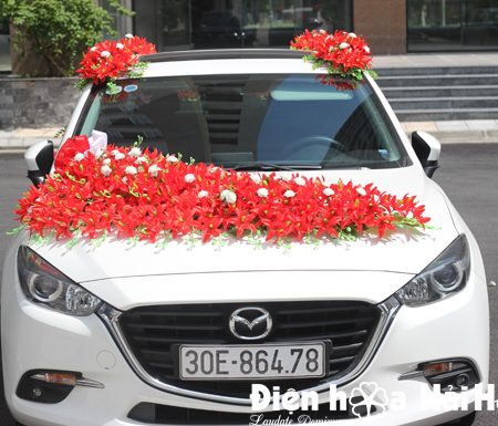 hoa giả trang trí xe cưới tphcm lan đỏ sang trọng (1)