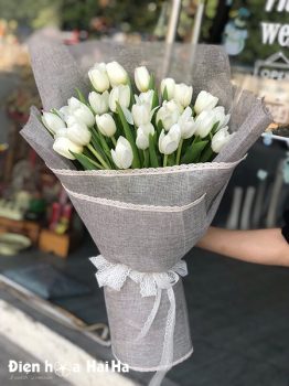 Bó hoa chúc mừng Tulip trắng Nàng Thơ