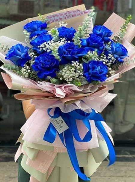 Bó hoa hồng xanh chúc mừng đẳng cấp