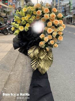 Hoa tang lễ hiện đại hồng cam - Tôn Vinh gửi viếng thành kính