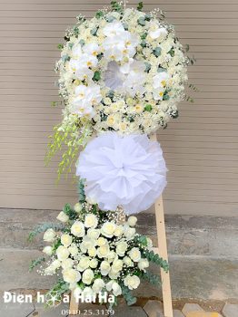 Hoa tang lễ hiện đại màu trắng - Trân Trọng tại Điện Hoa Hải Hà