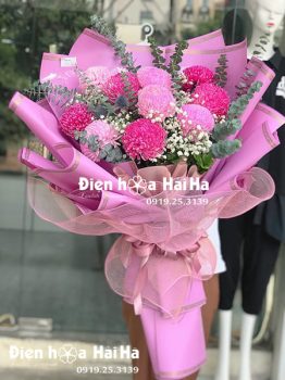 Bó hoa cúc Mẫu Đơn màu hồng 10 bông - Tươi Trẻ tặng mọi người