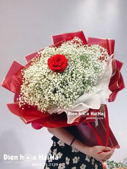 Bó hoa kỷ niệm ngày cưới 1 bông hồng - I Love You