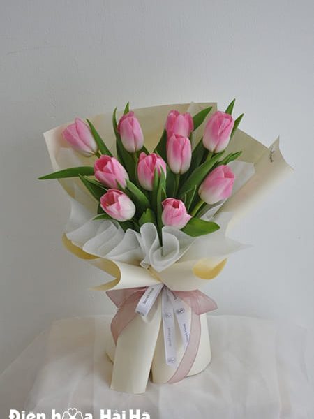 Bó Hoa Tulip Hồng Đẹp Hoa Sinh Nhật - Dịu Ngọt Làm Quen